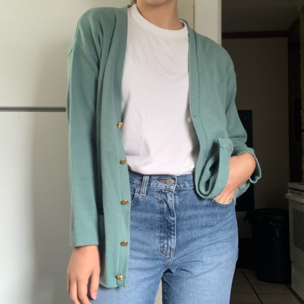 VTG NWT teal Haymaker Sage Cardigan L